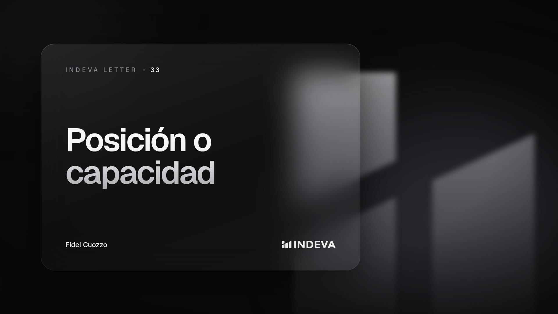 Portada de la edición 33 de Indeva Letter: Posición o capacidad
